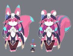 :3 absurd_res anthro anthrofied armwear biped blue_ears blue_hair blue_tail breasts canid canine chibi cleavage clothed clothing ear_tuft female fox front_view grey_background hair hi_res inner_ear_fluff legwear liveruli looking_at_viewer mammal model_sheet multicolored_body multicolored_ears multicolored_face multicolored_tail navel nun nun_outfit official_art pink_body pink_ear pink_hair pink_nose pink_tail purple_eyes rodent rosetta_(liveruli) rtari sciurid simple_background sketch small_breasts standing stockings tail tree_squirrel tuft vtuber white_body white_tail
