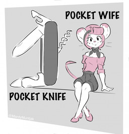 1950s_theme accessory alternative_fashion anthro blush bottomwear breasts cleavage clothed clothing exposed_shoulder female footwear fur hair hair_accessory hairband high_heels humor kerchief looking_at_veiwer looking_at_viewer micro neckerchief neckwear pocket_knife pose pun shoes simple_background sitting smile solo swiss_army_knife tail text topwear whiskers mardymuntjak renfri_(mardymuntjak) mammal murid murine rat rodent 2026 digital_media_(artwork) english_text hi_res monochrome pinup