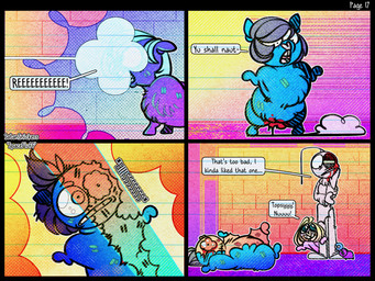 ambiguous_feral ambiguous_gender ambiguous_humanoid baby_talk ballbusting balls blood blood_from_balls bloodshot_eyes bodily_fluids burn_mark clothed clothed_humanoid clothing cock_and_ball_torture dialogue feral genital_torture genitals gore male male_feral neonate pain pained_expression superpowers swollen_eyes text young young_ambiguous spacefluff fluffy_pony fluffy_pony_(species) humanoid mammal 2023 4:3 comic digital_media_(artwork) english_text hi_res