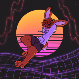 4_toes anthro bottomwear clothing curly_hair eyes_closed feet floating fur hair hoodie lounging male multicolored_body multicolored_fur orange_body orange_fur shorts smile solo spread_toes synthwave toes topwear two_tone_body two_tone_fur white_body white_fur xing1 lagomorph leporid mammal rabbit 1:1 absurd_res hi_res