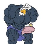 4_fingers anthro balls balls_expansion beak big_balls big_muscles big_penis black_balls black_body black_fur bodily_fluids clothed clothing erection expansion fingers fur genital_expansion genitals growth huge_balls huge_muscles huge_penis hyper hyper_balls hyper_genitalia hyper_muscles hyper_penis male muscle_growth muscular penis penis_expansion pink_penis simple_background solo standing stretched_clothing sweat underwear underwear_only vein veiny_muscles veiny_penis white_background fierglief animal_crossing nintendo apollo_(animal_crossing) accipitrid accipitriform avian bird eagle 2020 absurd_res hi_res