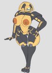 big_breasts black_body bone breasts brown_nipples female genitals hand_on_hip huge_breasts machine nipples not_furry pussy skull skull_head solo strutting yellow_body fourssss digital_extremes tencent warframe bonewidow humanoid necramech robot hi_res