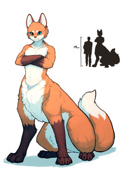 blue_eyes brown_body brown_fur chart collarbone crossed_arms fur nude orange_body orange_fur simple_background size_chart solo true_fox_taur white_background white_body white_fur color_fox canid canid_taur canine canine_taur fox fox_taur mammal mammal_taur red_fox red_fox_taur taur true_fox 2021 absurd_res hi_res