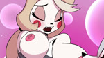 anthro blush breast_play breast_suck breasts duo fangs female female/female nipples open_mouth simple_background sound_effects sucking teeth chochi kato777 jellyfishjubilee_(va) marzicc_(va) hazbin_hotel helluva_boss charlie_morningstar loona_(helluva_boss) humanoid 16:9 2025 animated hi_res sound voice_acted webm widescreen