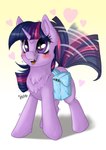 blue_bag blush chest_tuft female floating_hearts fur hair heart_symbol horn purple_body purple_eyes purple_fur purple_hair purple_tail saddle_bag solo tail tail_motion tailwag teeth tooth_gap tuft julunis14 friendship_is_magic hasbro my_little_pony mythology twilight_sparkle_(mlp) equid equine mammal mythological_creature mythological_equine unicorn absurd_res hi_res