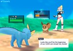 anus barely_visible_genitalia barely_visible_pussy butt female feral gameplay_mechanics genitals group gui health_bar male pussy text clouwly nintendo pokemon eevee eeveelution generation_1_pokemon human mammal pokemon_(species) vaporeon english_text hi_res