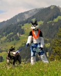 anthro clothing cloud costume detailed_background duo feral fursuit male nature outside photo_background real scenery sky switzerland unknown_artist alaskan_malamute canid canine canis domestic_dog mammal nordic_sled_dog shiba_inu spitz grandfathered_content hi_res photography_(artwork)