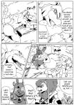 anthro balls big_balls canid canine clothing comic crocodile crocodilian dialogue english_text felid femboy genitals greyscale group hi_res hoshi_(a_side) huge_balls hyper hyper_balls hyper_genitalia lion magic_user male male/male mammal monochrome murid murine muscular pantherine profanity raccoon_dog rat reagan700 reptile rodent scalie slightly_chubby tanuki text