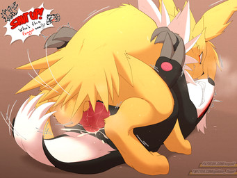 anal anal_penetration angry angry_sex animal_genitalia animal_penis balls black_body black_fur blush bodily_fluids butt canine_genitalia canine_penis claws cum cum_inside duo ejaculation erection feral feral_on_feral feral_penetrated feral_penetrating feral_penetrating_feral from_front_position fur genital_fluids genitals homophobic_slur hug hugging_another insult interspecies knot knot_root knotted_penis lying male male/male male_penetrated male_penetrating male_penetrating_male missionary_position on_back pain pawpads penetration penile penile_penetration penis pinned pinned_to_ground sex sheath simple_background slur sweat tail teeth text white_body white_fur yellow_body yellow_fur vogold nintendo pokemon jolteon_(vogold) canid canine canis eeveelution galarian_form galarian_linoone generation_1_pokemon generation_8_pokemon jolteon mammal mustelid musteline pokemon_(species) regional_form_(pokemon) 4:3 digital_media_(artwork) english_text