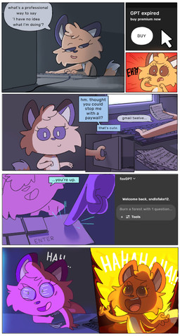 4_fingers anthro black_ears black_nose black_sclera border computer countershade_fur countershade_torso countershading dialogue dipstick_tail electronics facial_tuft female fingers fur fur_tuft glowing glowing_eyes insane keyboard maniacal_laughing markings monitor orange_body orange_fur pupils screen solo tail tail_markings text tuft white_body white_border white_countershading white_fur white_pupils zexium deadlycomics_(copyright) sandals_(deadlycomics) canid canine fox mammal 2025 colored comic digital_drawing_(artwork) digital_media_(artwork) english_text
