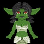 clothed clothing female humanoid_pointy_ears nipples not_furry one_eye_closed pointy_ears short_stack solo topless undressing wink blackbetty goblin humanoid 1:1 animated digital_media_(artwork) low_res pixel_(artwork) pixel_animation short_playtime