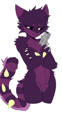 ambiguous_gender anthro biped featureless_crotch gun handgun no_pupils nude nude_anthro pistol ranged_weapon simple_background solo standing weapon white_background sleep_deprived_(artist) casualties:_unknown gunsaw domestic_cat felid feline felis gunsawian mammal voyager_(gunsawian) hi_res