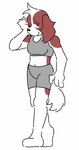 anthro black_nose bottomwear bra breasts brown_body brown_fur clothed clothing female floppy_ears fur grey_bottomwear grey_bra grey_clothing grey_shorts grey_sports_bra grey_underwear head_tuft looking_at_viewer lop_ears navel one_eye_closed plantigrade shorts simple_background smile snout solo sports_bra standing tail tuft underwear white_background white_body white_fur montshoo cloud_(cloudpie) bird_dog canid canine canis cavalier_king_charles_spaniel domestic_dog hunting_dog mammal spaniel toy_dog 2021 absurd_res digital_drawing_(artwork) digital_media_(artwork) flat_colors full-length_portrait hi_res portrait