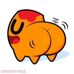ambiguous_gender big_butt butt butt_focus glistening glistening_butt happy not_furry oblivious presenting presenting_hindquarters quadruped shaking_butt simple_background simple_coloring simple_drawing solo text volcano wiggle wiggle_lines shiritale undertale undertale_(series) vulkin monster 1:1 redraw shaded simple_shading watermark