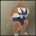 abs anthro athletic athletic_anthro athletic_male athletic_wear biceps big_muscles bottomwear bulge claws clothed clothing detailed_bulge eyebrow_piercing facial_piercing facial_spikes feet flexing furgonomics furry-specific_piercing genital_outline gym_bottomwear gym_shorts horn horn_piercing huge_muscles hyper hyper_muscles male muscular muscular_anthro muscular_male nipple_piercing nipples nose_piercing pecs penis_outline piercing ring_piercing shirt shorts simple_background solo spikes spikes_(anatomy) tail text text_on_clothing toes topwear seaserpenttailor nintendo pokemon arthropod fossil_pokemon generation_1_pokemon kabutops marine pokemon_(species) digital_media_(artwork) english_text hi_res