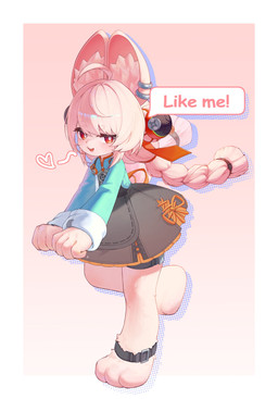 3_toes ahoge anklet anthro barefoot braided_pigtails clothed clothed_anthro clothed_female clothing dress ear_piercing ear_ring feet female flat_chested fully_clothed fully_clothed_anthro fully_clothed_female fur hair inner_ear_fluff jewelry paws piercing pink_body pink_fur pink_hair red_eyes ring_piercing simple_background speech_bubble text toes tuft hyujjo18 mihoyo zenless_zone_zero zhao_(zenless_zone_zero) lagomorph leporid mammal rabbit thiren absurd_res english_text hi_res