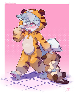 anthro biped blush blush_lines clothed clothing countershade_face countershade_fur countershading dipstick_tail eyebrows female fur grey_body grey_fur head_tuft holding_object holding_plushie kigurumi markings multicolored_body multicolored_fur one_eye_closed onesie open_mouth pink_nose plushie rubbing_eye simple_background solo tail tail_markings teeth toddler tuft two_tone_body two_tone_fur walking white_body white_countershading white_fur white_markings young young_anthro young_female xperimentss ebba_(babysteps) canid canine canis mammal wolf 2025 4:5 absurd_res hi_res