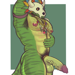accessory anthro areola armpit_hair balls barbell_piercing big_penis body_hair bone bone_mask cock_ring erection foreskin genitals hairy hairy_balls humanoid_genitalia humanoid_penis jewelry long_penis male mask muscular muscular_anthro muscular_male nipple_dip nipple_piercing nipples nude penis penis_accessory penis_jewelry piercing pubes skull skull_mask solo tight_foreskin unretracted_foreskin vein veiny_penis m4x1_c0n1t02109 terraria witch_doctor_(terraria) lihzahrd reptile scalie 1:1 hi_res