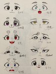 ambiguous_gender blue_eyes bodily_fluids bored brown_eyes buckteeth feral happy kemono looking_pleasured narrowed_eyes open_mouth purple_eyes red_eyes scared smile solo sweat teeth text tongue tongue_out yellow_eyes ffjjfjci third-party_edit ambiguous_species 2021 chinese_text expression_sheet hi_res sketch_page