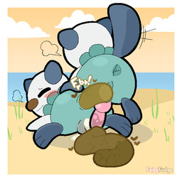 after_vaginal animal_genitalia animal_penis anthro anus balls beach big_penis biped blush bodily_fluids border breath canine_genitalia canine_penis cloud cum cum_from_vagina cum_in_vagina cum_inside cum_pool detailed_background duo erection eyes_closed feces feces_pile female female_pooping genital_fluids genitals heart_symbol intraspecies knot knotted_penis lying male male/female on_front outside penis pooping raised_tail rear_view sand scatplay sky sound_effects tail text vowelless vowelless_sound_effect vulva water wet wet_penis white_border fairyfudge nintendo pokemon generation_5_pokemon oshawott pokemon_(species) 1:1 artist_name digital_media_(artwork) hi_res