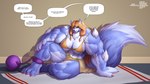 biped blue_body blue_fur braided_hair carpet dialogue female fur hair muscular muscular_female resting text agonwolfe mythology canid canine canis mammal mythological_canine mythological_creature therianthrope werecanid werecanine werecreature werewolf wolf 16:9 english_text hi_res widescreen