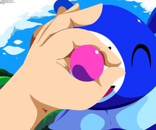 ambiguous_gender blue_body cloud duo eyes_closed feral happy markings open_mouth pink_nose sky tongue whisker_markings sleepy_sealion nintendo pokemon generation_7_pokemon human mammal pokemon_(species) popplio 2025 6:5 dated hi_res signature