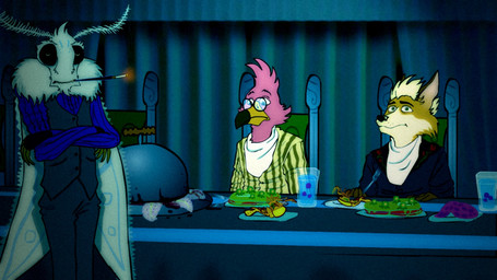 anthro beak cigarette eyewear food glasses group male pancake vikor_heibl fredryk_phox zorrestrella jame_faulken lonny_keller arthropod avian bird canid canine flamingo fox insect lepidopteran mammal moth 16:9 2014