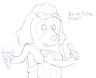 4_fingers ambiguous_gender anthro apron areola arms_bent asking asking_another big_areola big_eyes biped blue_text breasts chest_grab clothed clothing dessert dialogue dipstick_ears disembodied_hand duo ear_markings ear_tuft eyebrows female female/ambiguous fingers floppy_ears food fur fur_tuft gloves_(marking) hand_on_another's_chest hand_on_chest hat headgear headwear holding_food holding_ice_cream holding_ice_cream_cone holding_object humanoid_hands ice_cream ice_cream_cone inverted_nipples iris looking_forward markings medium_breasts multicolored_ears nipples no_pupils one_breast_out open_mouth partially_clothed partially_clothed_anthro partially_clothed_female pattern_apron pattern_clothing puffy_areola question snout standing striped_apron striped_clothing stripes talking_to_another teeth text thick_eyebrows three-quarter_view tongue translucent tuft wide_eyed yes-no_question xthe_real_cjx bluey_(series) nameless_character bird_dog canid canine canis domestic_dog english_cocker_spaniel hunting_dog mammal spaniel 2025 blue_and_white digital_drawing_(artwork) digital_media_(artwork) english_text hi_res monochrome sketch