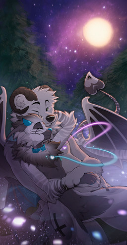 4_fingers anthro biped claws duo finger_claws fingers fur green_eyes grey_tail horn male markings moon night nude nude_anthro nude_male one_eye_closed outside plant sitting sky smile star striped_markings striped_tail stripes tail tail_markings tree white_body white_fur wings magenta7 bear mammal polar_bear ursine 2025 digital_drawing_(artwork) digital_media_(artwork) hi_res
