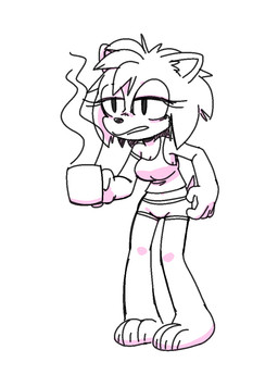 anthro bangs barefoot biped boy_shorts breasts claws clothed clothed_anthro clothed_female clothing coffee_mug container cup feet female female_anthro hair half-closed_eyes holding_container holding_cup holding_object hunched_over medium_breasts messy_hair midriff narrowed_eyes off_shoulder plantigrade shirt short_hair simple_background solo standing steam tank_top three-quarter_view tired toe_claws topwear underwear white_background fuel_(artist) sega sonic_the_hedgehog_(series) amy_rose eulipotyphlan hedgehog mammal 2025 black_and_white digital_drawing_(artwork) digital_media_(artwork) hi_res line_art monochrome spot_color