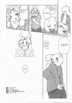 anthro beard blush clothing dialogue eyewear facial_hair female fur glasses inside male simple_background text white_background white_body white_fur yoona undertale undertale_(series) asgore_dreemurr toriel boss_monster_(undertale) bovid caprine mammal 2016 comic english_text greyscale hi_res monochrome