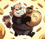 anthro bank_robbery belly big_belly brown_body burglar burglary clothed clothing coin crime criminal humanoid_hands male money money_bag overweight overweight_male robber robbery robbing solo stealing thief thug john_vithor mammal procyonid raccoon 2022