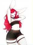 anthro bulge clothed clothing digital_media_(artwork) girly hair hi_res lagomorph leporid male mammal rabbit red_hair shaded simple_background solo suelix tagme white_background white_body