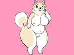 anthro female looking_at_viewer overweight overweight_female solo buraian287 laika_(buraian287) canid canine canis domestic_dog mammal shiba_inu spitz 4:3