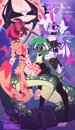 anthro antlers apode bra clothing collar female group horn latex legless legwear male male/female money serpentine sexual_assault spiked_collar spikes stockings trio underwear wings womb_tattoo flightov alex_(cherry_kotya) dalar_(character) fan_character midnight_flight_(character) bat demon draconcopode mammal naga reptile scalie snake absurd_res hi_res