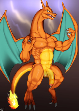 abs anthro anthrofied balls barefoot biped bodily_fluids dripping electricity feet fire flaccid flaming_tail flying foreskin front_view genital_fluids genitals humanoid_genitalia humanoid_penis lightning male membrane_(anatomy) membranous_wings non-mammal_balls nude orange_body orange_skin partially_retracted_foreskin pecs penis pokemorph precum sharp_teeth solo tail teeth vein veiny_penis wings seyrmo mythology nintendo pokemon charizard dragon generation_1_pokemon mythological_creature mythological_scalie pokemon_(species) scalie digital_media_(artwork) hi_res signature source_request