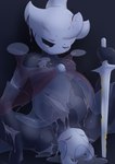 anthro belly big_belly birth blood bodily_fluids breasts contraction crowning difficult_birth female gore injuries non-mammal_breasts pregnant pregnant_female push pushing solo water_break water_breaking wounded x-ray_vision darlondemonic hollow_knight team_cherry emilitia arthropod absurd_res hi_res