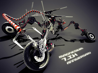 all_fours ambiguous_gender anniversary claws feral glowing glowing_eyes gun long_tail looking_at_viewer looking_back looking_back_at_viewer machine metallic_body multi_eye ranged_weapon rear_view red_eyes segmented_tail solo tail text weapon wheel deino_(artist) deino_(modeler) magnesium_(deino) robot robot_feral 2015 3d_(artwork) 4:3 autodesk_3ds_max_(artwork) character_name digital_media_(artwork) english_text full-length_portrait portrait male_(lore)