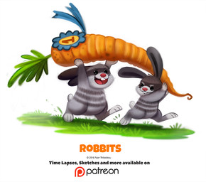 ambiguous_gender anthro beady_eyes black_body black_eyes black_fur buckteeth carrot duo food fur grass grey_body grey_fur humor open_mouth plant pun ribbons simple_background teeth text thief vegetable visual_pun whiskers white_background piper_thibodeau lagomorph leporid mammal rabbit 2016 digital_media_(artwork) digital_painting_(artwork) english_text painting_(artwork)
