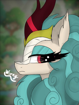 blurred_background crown curly_hair curly_mane eyelashes eyeshadow female feral green_eyeshadow green_hair green_mane hair headgear horn jewelry majestic makeup mane red_eyes regalia scales serious solo thick_eyelashes worny friendship_is_magic hasbro my_little_pony mythology queen_rain_shine_(mlp) dragon kirin kirin_(mlp) mythological_creature mythological_scalie scalie 2025 bust_portrait digital_drawing_(artwork) digital_media_(artwork) digital_painting_(artwork) hi_res painting_(artwork) portrait signature