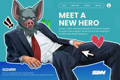 anthro belt clothing detailed_background exclamation_point fangs formal_clothing formal_wear fur grey_body grey_fur hand_on_leg hand_on_thigh heart_symbol light_body light_skin looking_at_viewer lying male nails necktie on_side poster shirt smile solo spread_legs spreading suit teeth text topwear user_interface white_clothing white_shirt white_topwear tacosdeyuca dispatch sonar_(dispatch) bat hybrid mammal 3:2 english_text hi_res