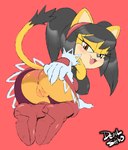 accessory anthro anus bangs big_breasts black_hair blush breasts butt clothed clothing female flashing fur genitals gloves hair hair_accessory hairband handwear kneeling nipple_outline no_underwear orange_eyes plump_labia presenting presenting_anus presenting_pussy pussy raised_tail solo spread_butt spreading tail twintails_(hairstyle) upskirt yellow_body yellow_fur midmelt sega sonic_the_fighters sonic_the_hedgehog_(series) honey_the_cat domestic_cat felid feline felis mammal 2024 absurd_res hi_res