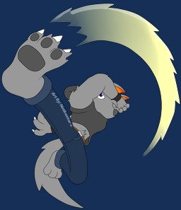 3_toes anthro attack barefoot black_pawpads bottomwear claws clothed clothing feet fur hair kick male pants pawpads soles solo text toes wristband conditional_dnp notkastar snk rugal_(character) zatch_(notkastar) canid canine canis mammal wolf 2018 alpha_channel digital_media_(artwork) english_text signature