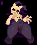 anthro black_background black_body bottomless breasts clothed clothing female front_view genitals pussy simple_background solo under_boob yellow_body rodd.y nintendo pokemon generation_7_pokemon mimikyu pokemon_(species) spirit hi_res