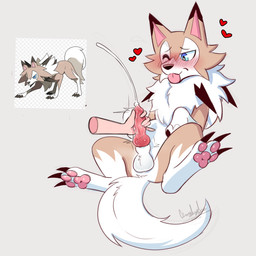 ambiguous_gender animal_genitalia animal_penis balls bestiality blep blue_eyes blush bodily_fluids brown_body brown_fur canine_genitalia canine_penis claws cum cumshot digitigrade disembodied_hand duo ejaculation erection feral finger_claws fur fur_tuft genital_fluids genitals grey_background handjob heart_symbol human_on_feral interspecies knot knotted_penis looking_pleasured male male/ambiguous male_feral pawpads paws penile penis pink_pawpads precum quadruped sex simple_background snout toe_claws tongue tongue_out tuft white_body white_fur ccruelangel nintendo pokemon canid canine generation_7_pokemon human lycanroc mammal midday_lycanroc pokemon_(species) 1:1 absurd_res hi_res signature