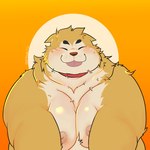 anthro belly blep blush brown_body brown_fur collar eyes_closed front_view fur kemono male moob_squish moobs nipples overweight overweight_male simple_background solo tongue tongue_out qqmelon888 ragna_(ragnacutie) canid canine canis domestic_dog mammal shiba_inu spitz 1:1 2021 absurd_res half-length_portrait hi_res icon portrait