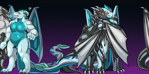 anthro assimilation barazoku black_body blue_body blue_eyes blush blush_lines claws dorsal_fin dorsal_frill ear_fins erection fin frill_(anatomy) genitals goo_transformation grey_body horn identity_death interrobang latex latex_transformation male multicolored_body musclegut muscular penis penis_grab red_eyes selfcest spines square_crossover surprised takeover transformation transformation_sequence wings handsomewaifu mythology negadrake dragon goo_creature mythological_creature mythological_scalie scalie 2025 absurd_res hi_res