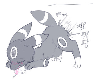 abdominal_bulge ass_up black_body black_fur blush bodily_fluids drooling duo eyes_closed facial_markings female feral forehead_markings fur fur_markings genital_fluids head_markings impact_lines looking_pleasured markings onomatopoeia open_mouth paws penetration penile penile_penetration quadruped saliva saliva_on_tongue simple_background sound_effects spread_legs spreading text three-quarter_view tongue tongue_out vaginal vaginal_fluids vaginal_penetration white_background pokopokarea nintendo pokemon eeveelution generation_2_pokemon pokemon_(species) umbreon 2020 digital_drawing_(artwork) digital_media_(artwork) korean_text monochrome spot_color