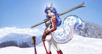 anthro biped blue_hair breasts butt butt_pose clothed clothing dr_comet eyewear felid feline female fur furgonomics gloves goggles hair handwear hi_res kacey_(kacey) landscape legwear long_hair looking_at_viewer looking_back mammal mountain open_mouth outside pink_nose pose rear_view serval ski ski_pole sky smile snow snow_serval solo standing tail tail_clothing tongue wallpaper white_body white_fur