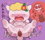 accessory anthro blonde_hair blush bodily_fluids breasts brown_body chibi cum cum_in_pussy cum_inside disembodied_penis duo ejaculation eyes_closed female female_focus female_penetrated flower flower_in_hair genital_fluids genitals hair hair_accessory heart_symbol male male/female male_penetrating male_penetrating_female navel nipples nude open_mouth penetration penis plant poofy_hair pussy saliva sex simple_background sweat tail tears text white_body chrono_(pixiv) hello_kitty_(series) sanrio fifi_(hello_kitty) tracy_(hello_kitty) bovid caprine mammal procyonid raccoon sheep 2021 absurd_res digital_media_(artwork) hi_res japanese_text